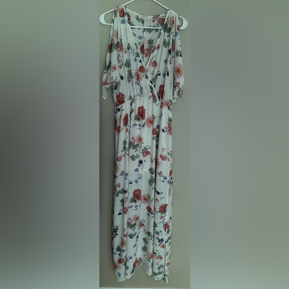 ROKOKO size MEDIUM Floral Maxi Dress with Cold Shoulder